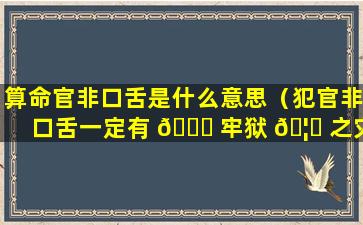 算命官非口舌是什么意思（犯官非口舌一定有 🐈 牢狱 🦍 之灾吗）